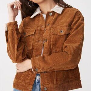 Cotton On Brown Corduroy Faux Sherpa Jacket - Size Small (2)